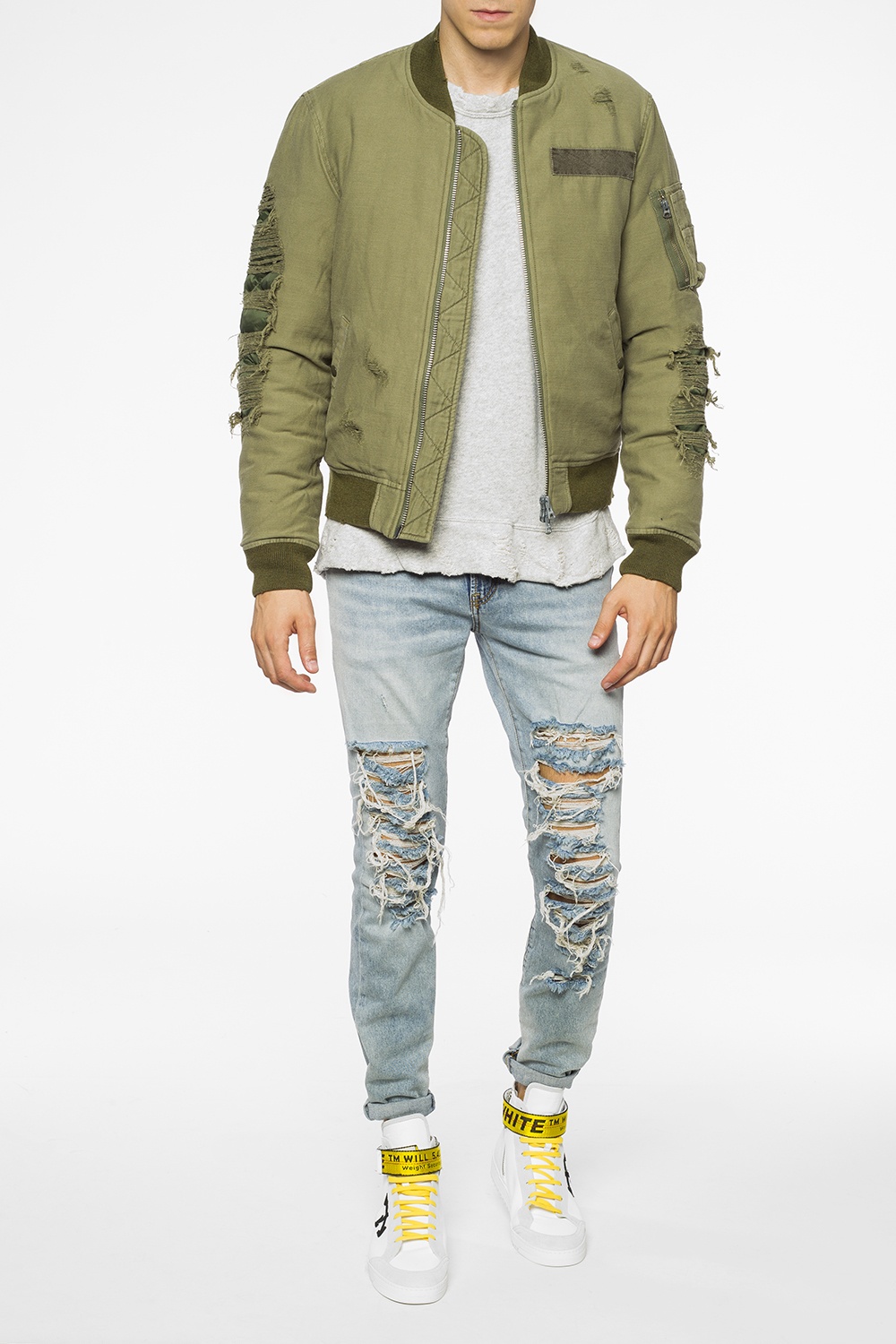 Green Distressed bomber jacket R13 Vitkac Australia